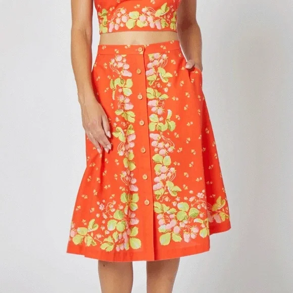 Rachel Antonoff Tali Skirt Strawberries Border Berries NWOT - Picture 1 of 4